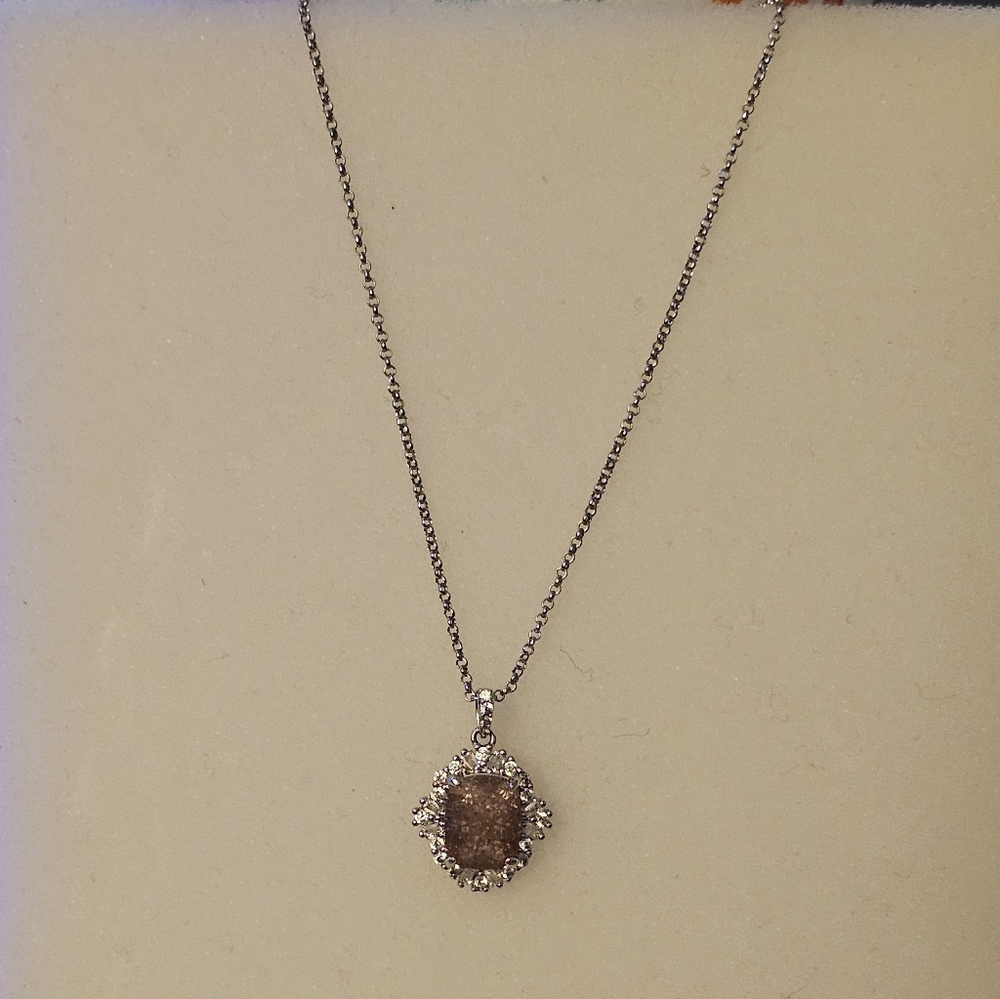 Amythest Ice Crystal 18" Silver Neclkace